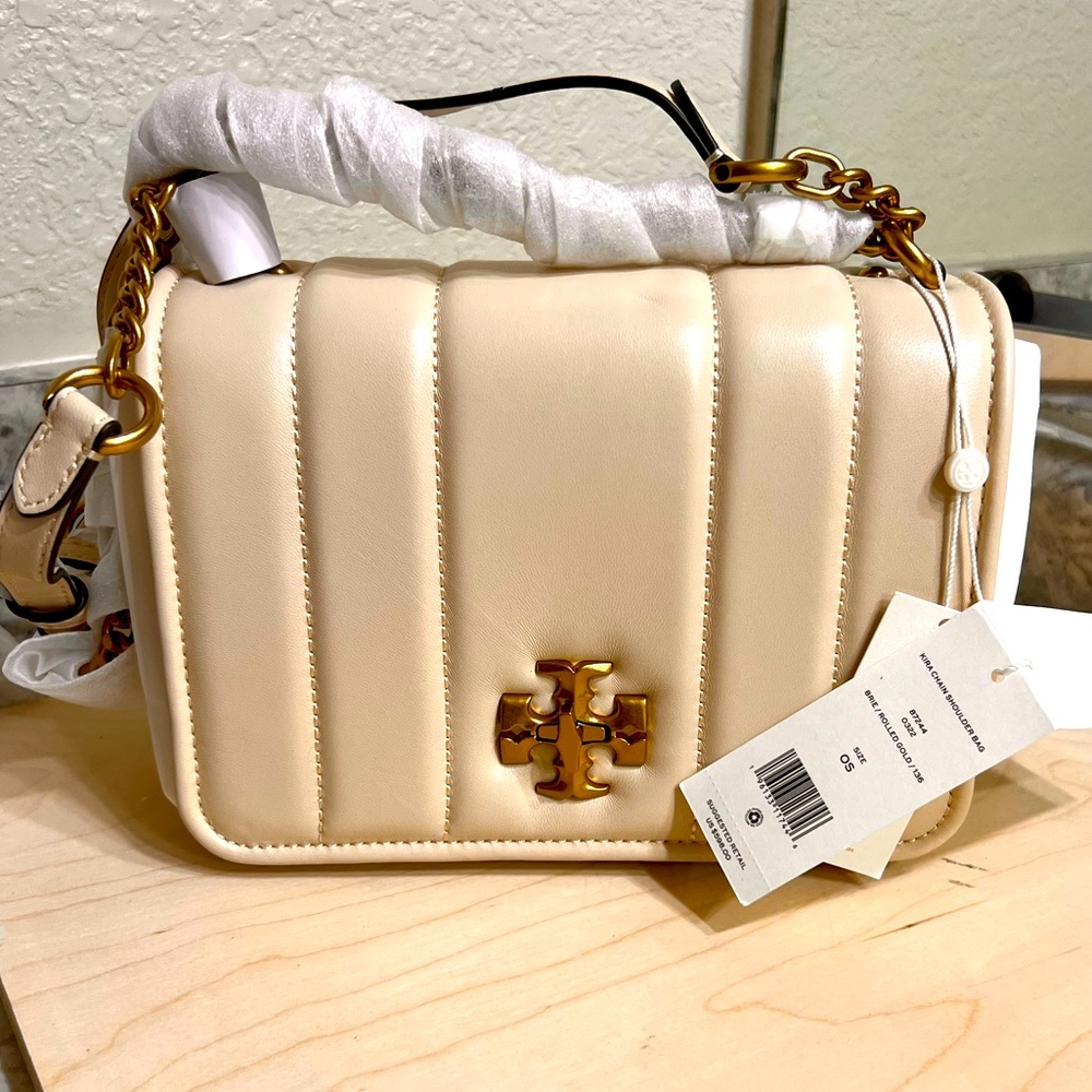 Tory Burch
Kira Chain Quilted Leather Shoulder Bag.     Color:brie